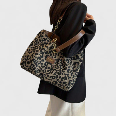 Naria - Elegante Leopard-Canvas-Shopper-Tasche