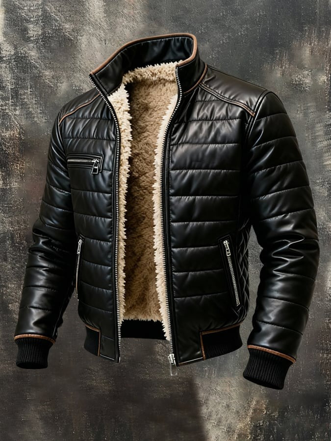 MARLON - SCHWARZE STEPPJACKE MIT SHERPA-FUTTER