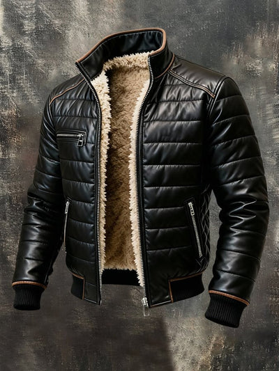MARLON - SCHWARZE STEPPJACKE MIT SHERPA-FUTTER