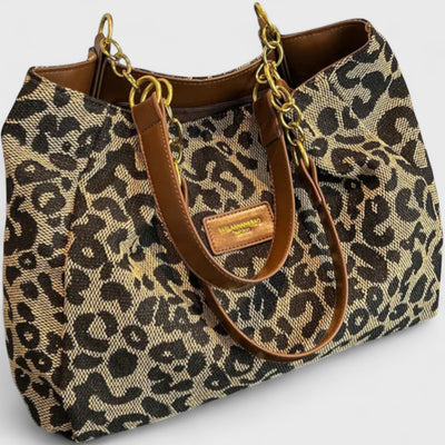 Naria - Elegante Leopard-Canvas-Shopper-Tasche