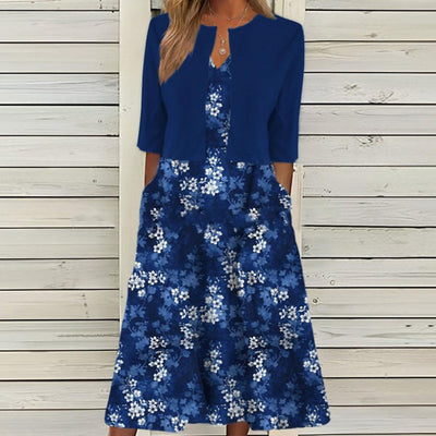 AMIRA - Elegantes Blumenkleid + KOSTENLOSE Sommer-Strickjacke