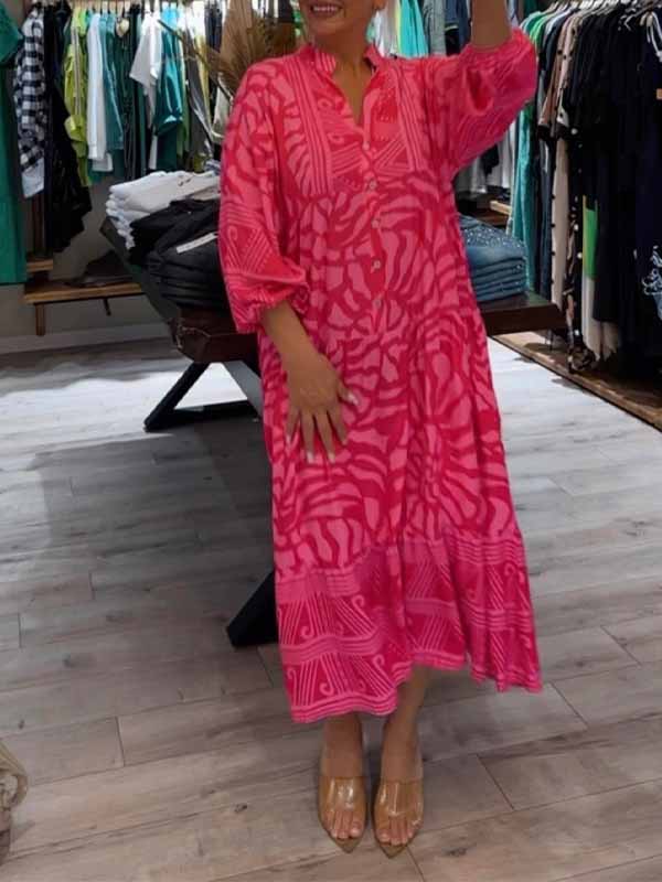 Caroline - V-Ausschnitt Kleid mit Print