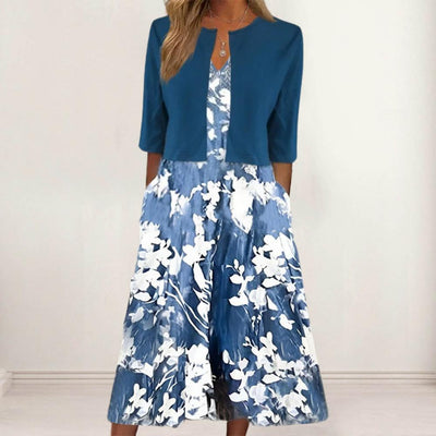 AMIRA - Elegantes Blumenkleid + KOSTENLOSE Sommer-Strickjacke