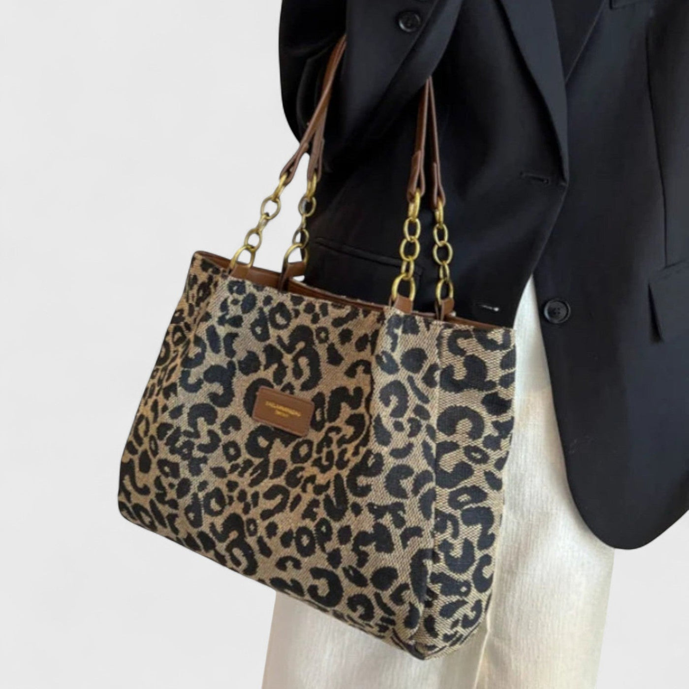Naria - Elegante Leopard-Canvas-Shopper-Tasche