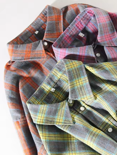 LEANDRA - ÜBERGRÖSSE KAROMUSTER VINTAGE HEMD