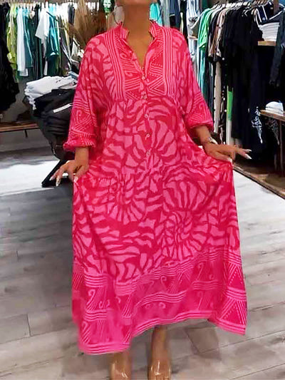 Caroline - V-Ausschnitt Kleid mit Print