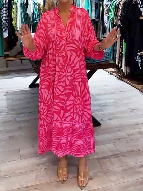 Caroline - V-Ausschnitt Kleid mit Print