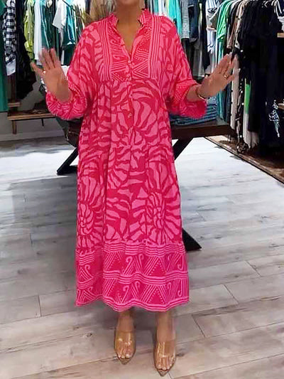 Caroline - V-Ausschnitt Kleid mit Print