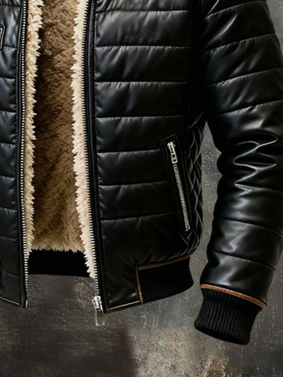 MARLON - SCHWARZE STEPPJACKE MIT SHERPA-FUTTER