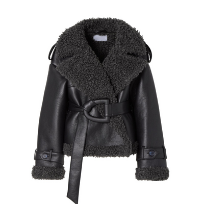 Elvira - Gürtel-Shearling-Mantel
