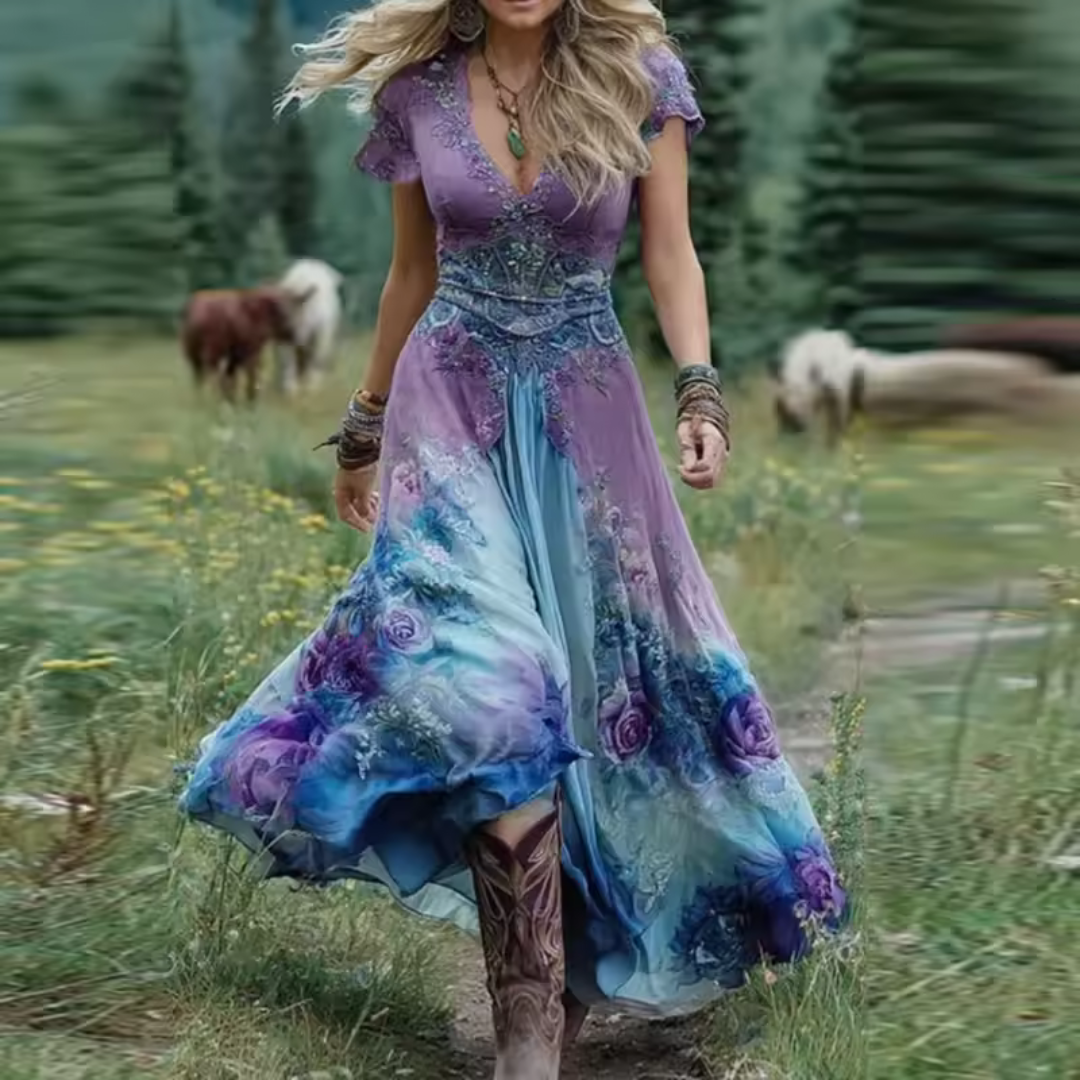 Celestine - Massgeschneidertes und fliessendes Blumenkleid