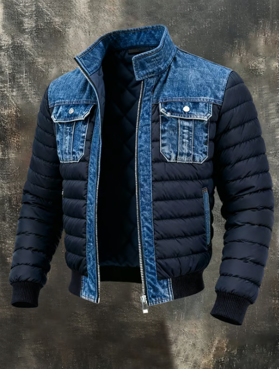Julian - Hybride gesteppte Denim-Jacke