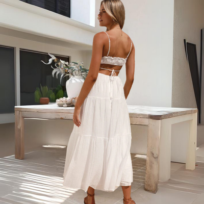 ROSA - Elegantes Sommer-Midikleid mit dünnen Trägern