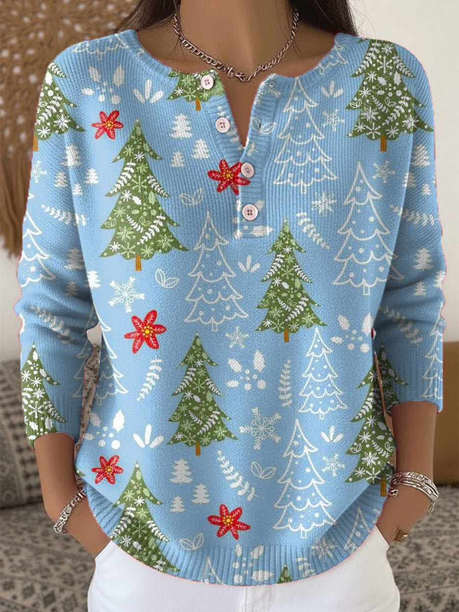 Edith I Weihnachtsbluse mit Knöpfen