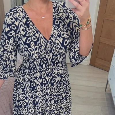 EMILIA - Geblümtes Kleid mit V-Ausschnitt