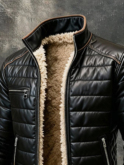 MARLON - SCHWARZE STEPPJACKE MIT SHERPA-FUTTER