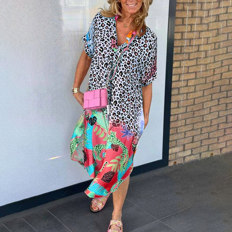 KARINA - Sommerliches, luftiges, lockeres Kleid mit V-Ausschnitt