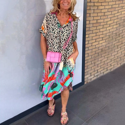 KARINA - Sommerliches, luftiges, lockeres Kleid mit V-Ausschnitt