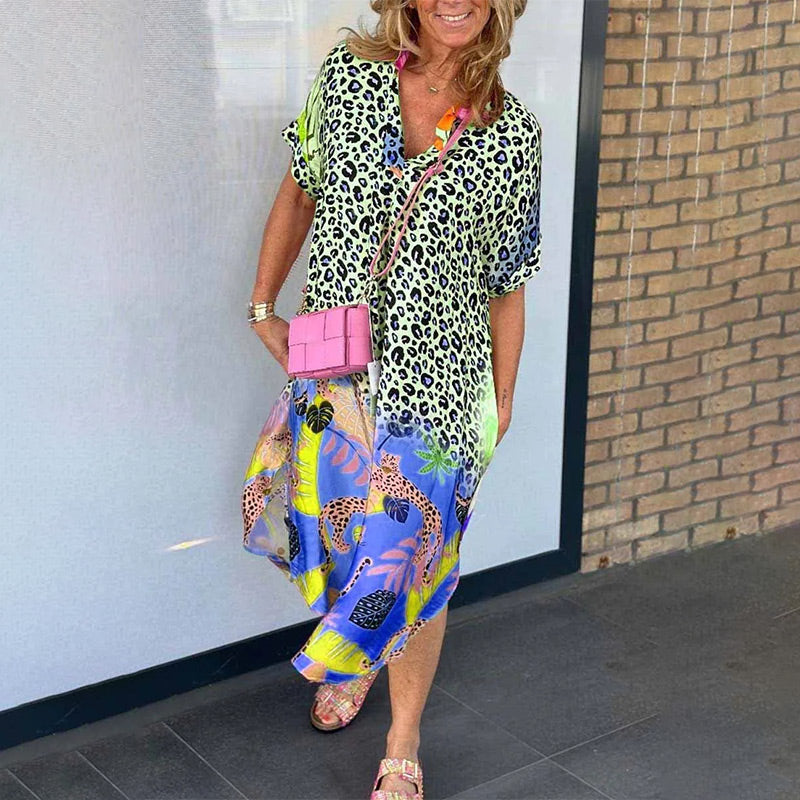 KARINA - Sommerliches, luftiges, lockeres Kleid mit V-Ausschnitt