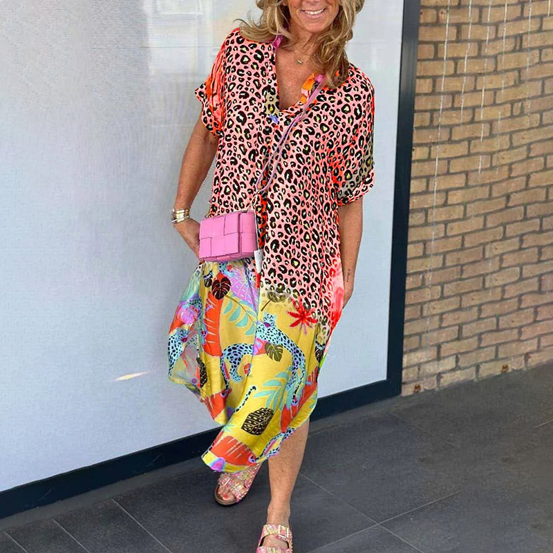 KARINA - Sommerliches, luftiges, lockeres Kleid mit V-Ausschnitt