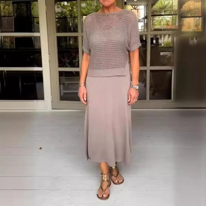 DIANA - Elegantes 2-teiliges Kleid + durchbrochenes Oberteil