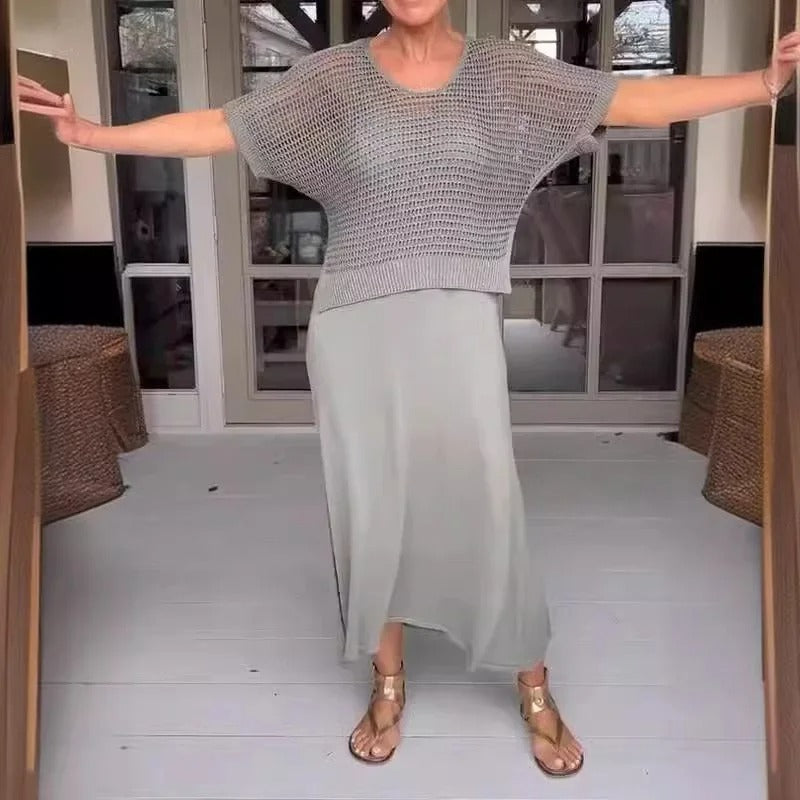 DIANA - Elegantes 2-teiliges Kleid + durchbrochenes Oberteil